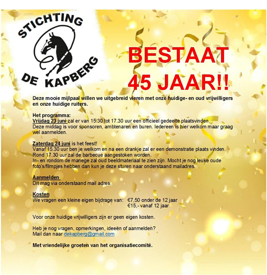 45 Jarig Jubileum Stichting De Kapberg